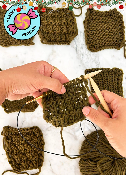 Stitch Sampler Kit: Learn The Basics Knitting Kit - Make your first Placemat & Coasters - Yummy Version
