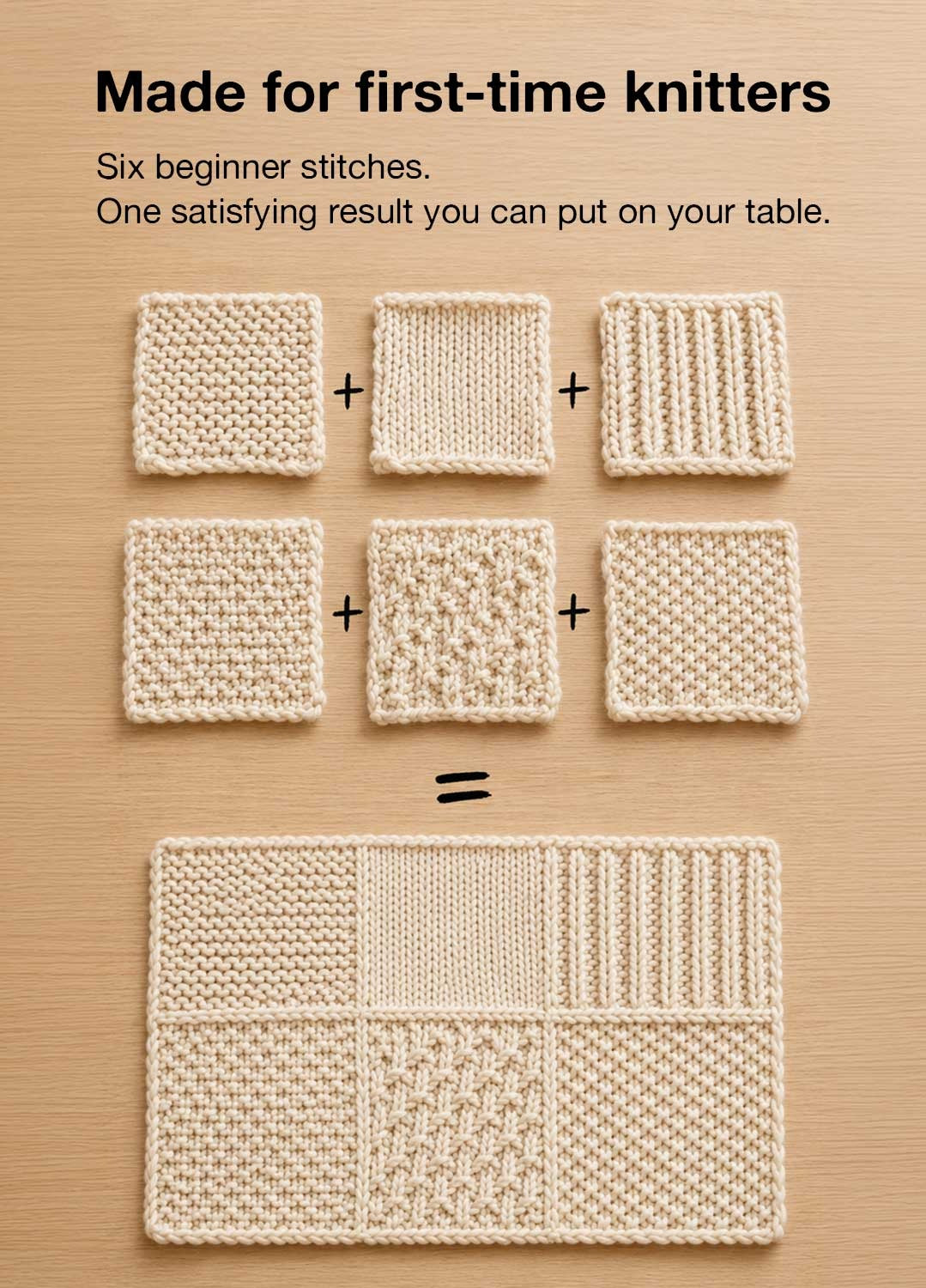 Placemat & Coaster - Beginner Sampler Kit - Learn The Basics Knitting Kit