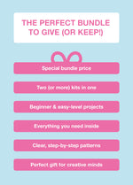 2 Kits Bundle | Knitting Stitch Sampler Kit Make your first Snood + Dinka Scarf - Yummy Yarn Version