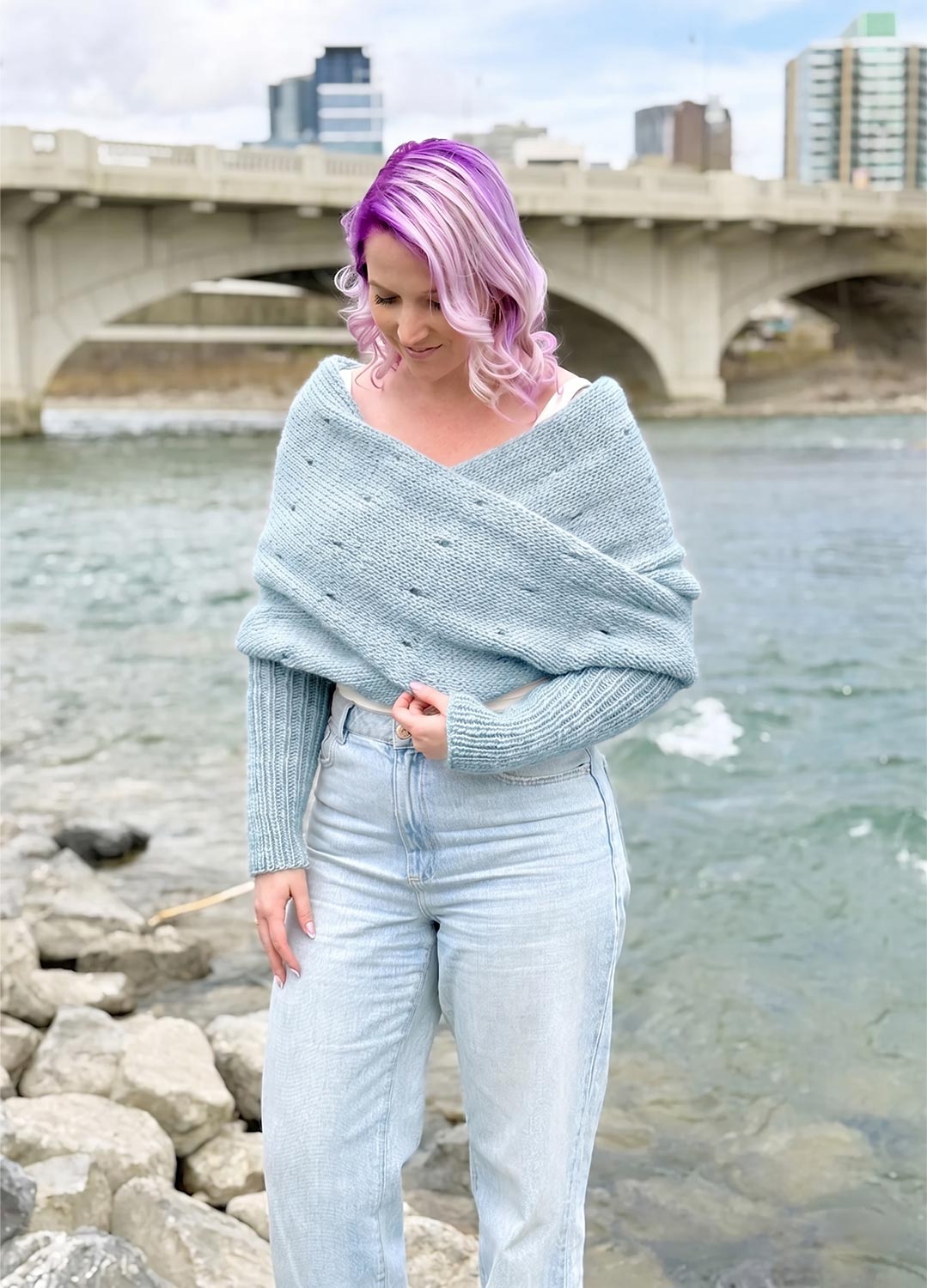 Easy Eyelet Sweater Scarf x @knitatude Kit - Yummy Yarn Fine Version