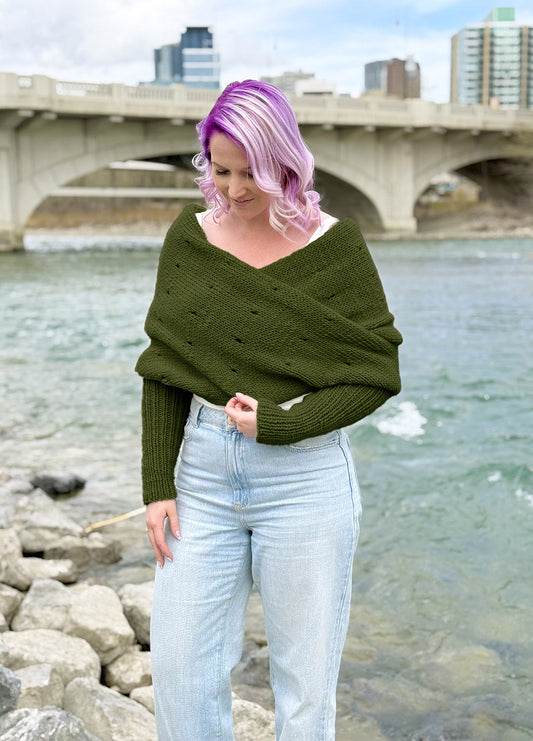 Easy Eyelet Sweater Scarf x @knitatude Kit - Yummy Yarn Fine Version