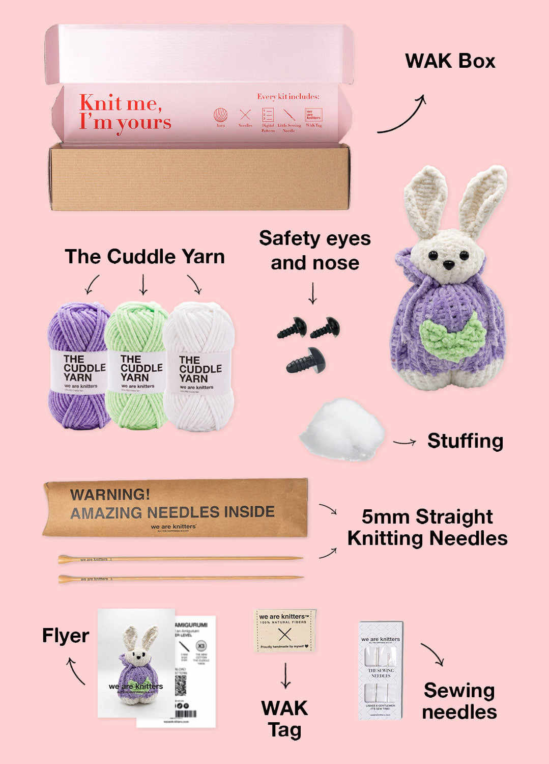 The Knitty Bunny – Einfaches Mini-Strickhasen-Kit – Cuddle Yarn