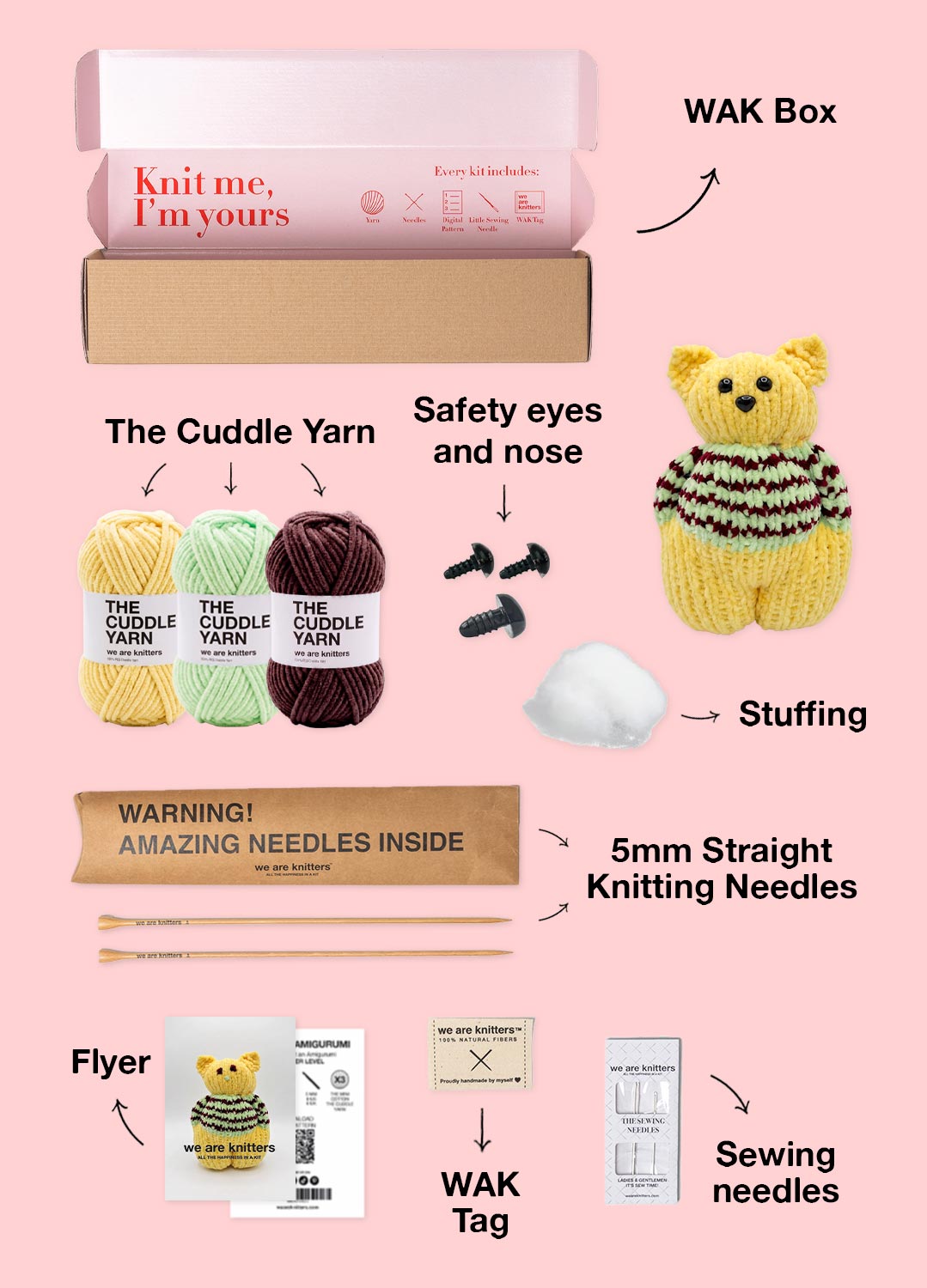 The Knitty Kitty – Mini-Strickkatzen-Kit – Cuddle Yarn