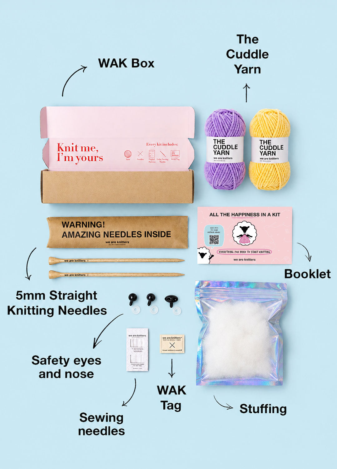 The Knitty Bear – Einfaches Mini-Strickbär-Kit – Cuddle Yarn