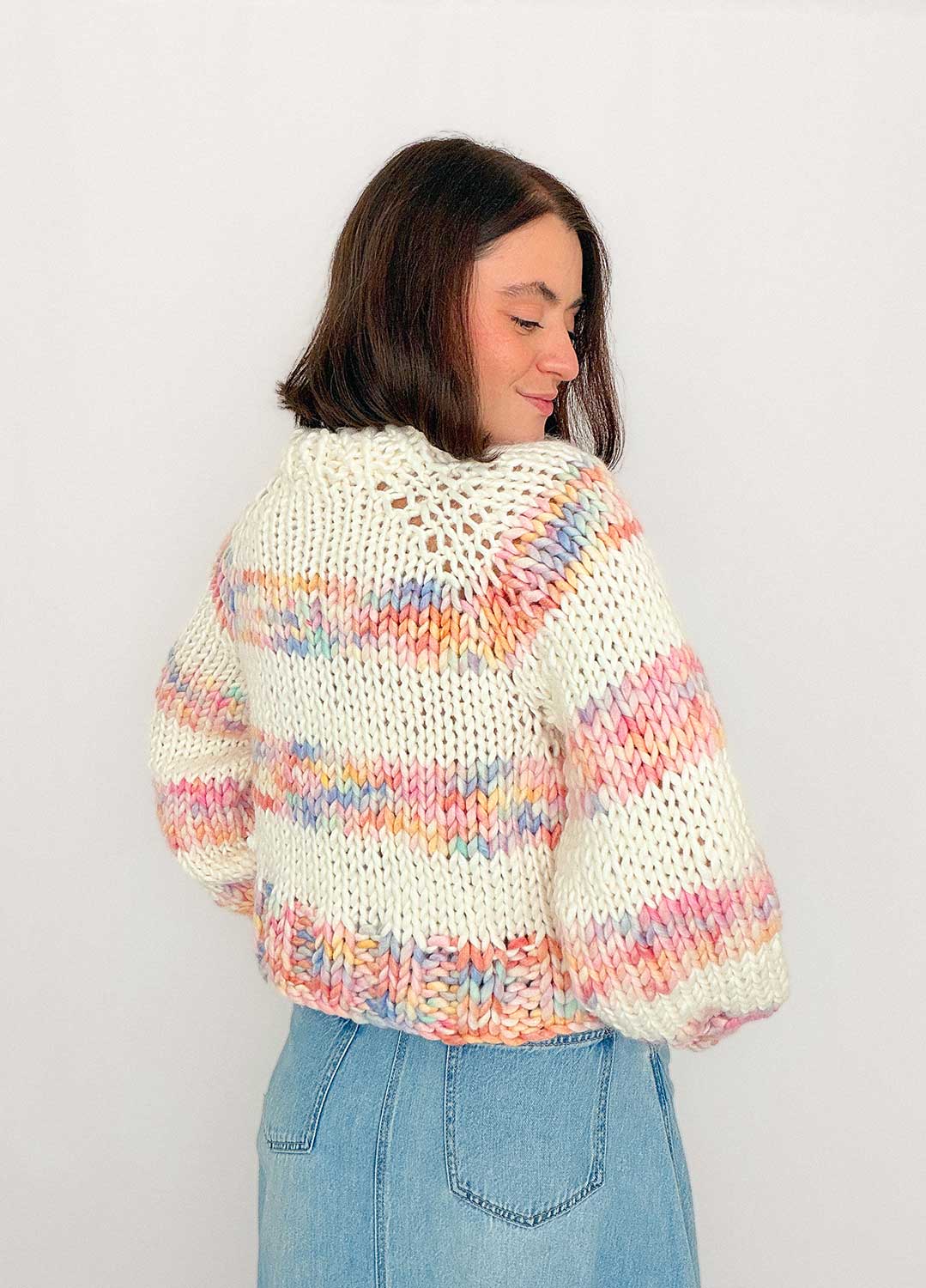 The Striped Rainbow Sweater Kit x @paula.on.knits – Yummy Yarn Version
