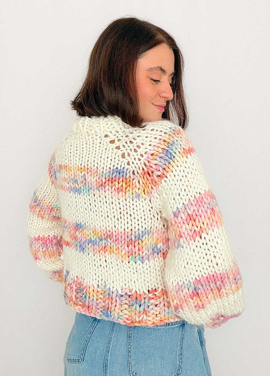 The Striped Rainbow Sweater Kit x @paula.on.knits – Yummy Yarn Version