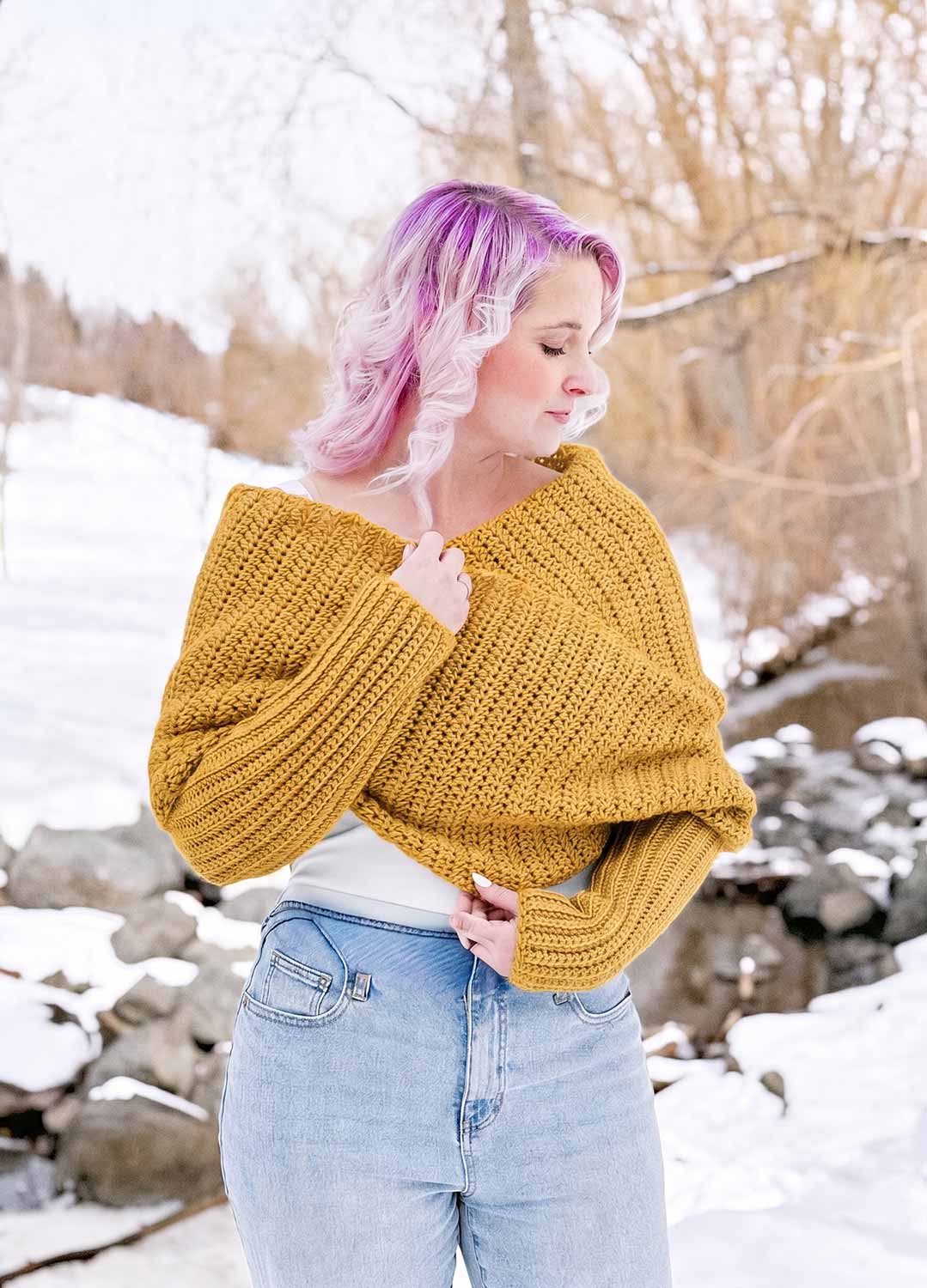 Easy Crochet Sweater Scarf x @knitatude Kit - Yummy Yarn Fine Version