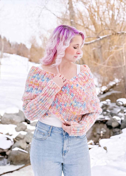 Easy Crochet Sweater Scarf x @knitatude Kit - Yummy Yarn Fine Version