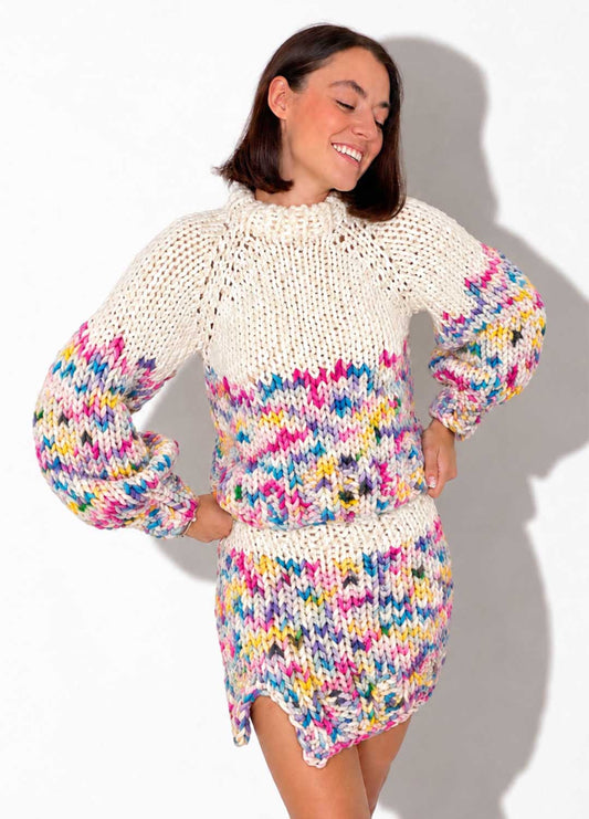 The Rainbow Skirt & Sweater Set Kit x @paula.on.knits – Yummy Yarn Version