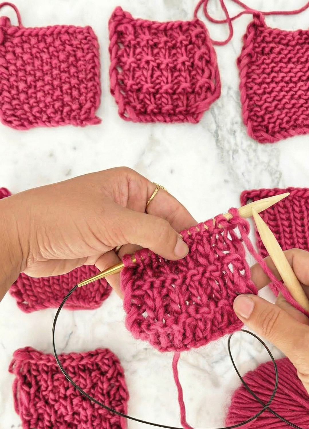 Stitch Sampler Kit: Learn The Basics Knitting Kit - Make your first Placemat & Coasters - Yummy Version